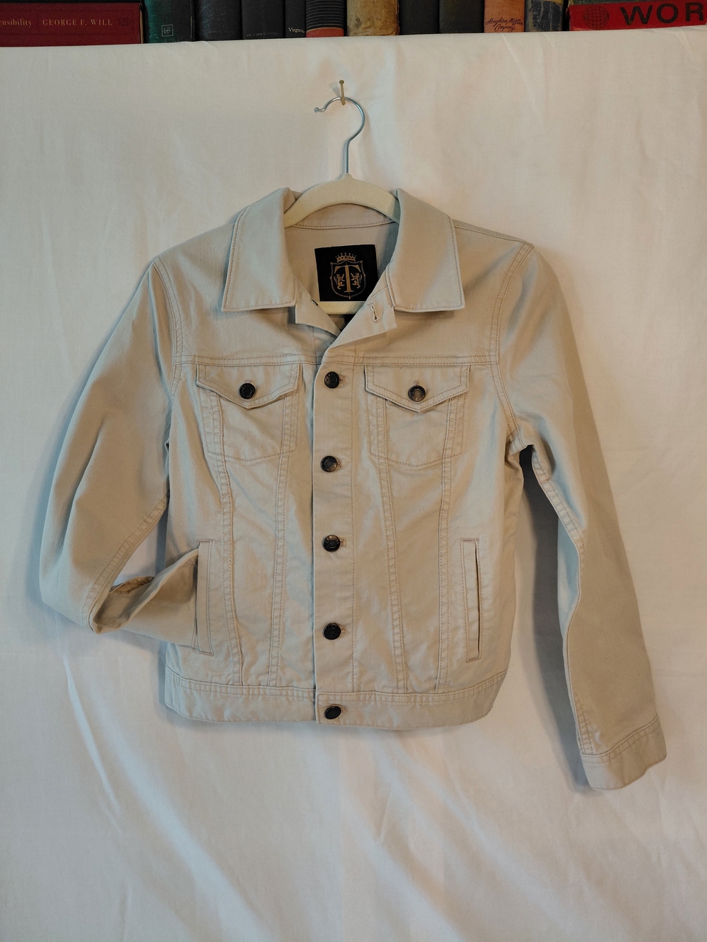 TALBOTS Beige Jean Trucker-Style Jacket Size Small Petite